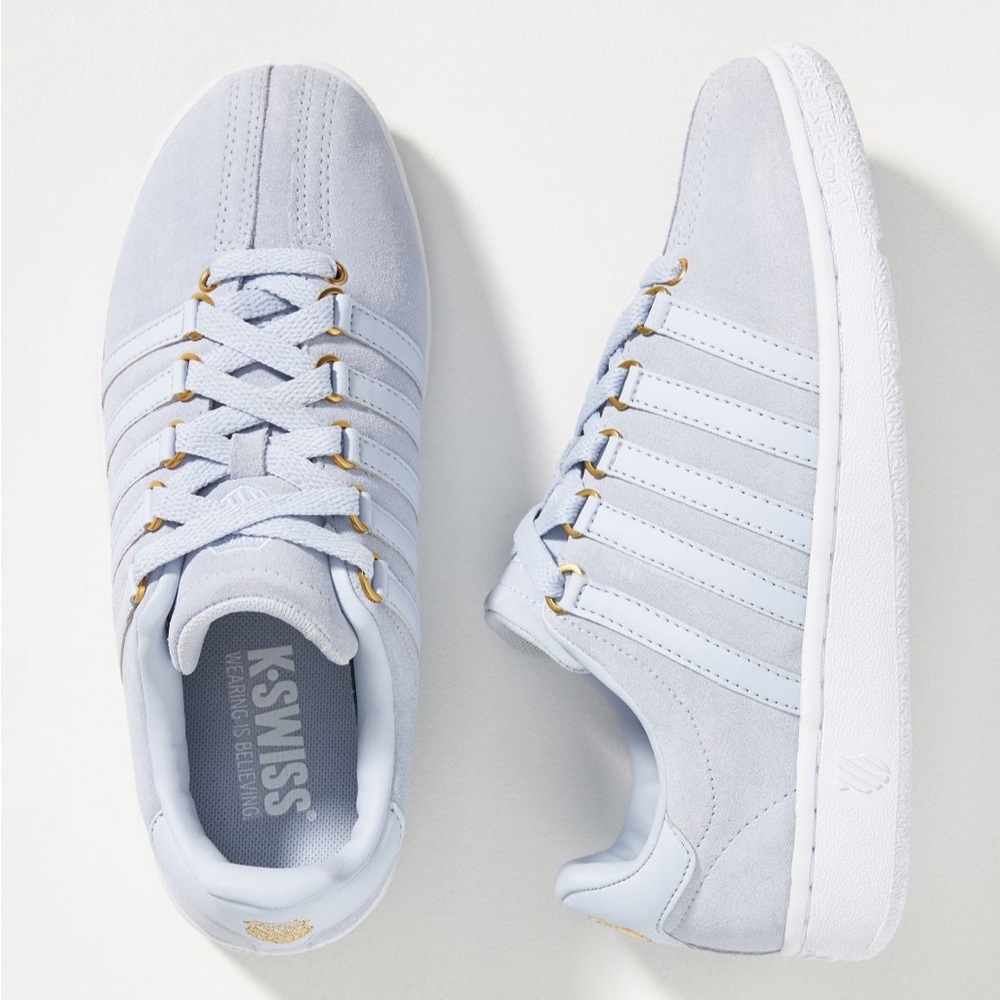 K-Swiss classic sneakers women’s 9 suede light blue from ANTHROPOLOGIE worn 1-2x